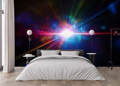 Abstract Lens flare light effects on black black background for design.  Wall mural